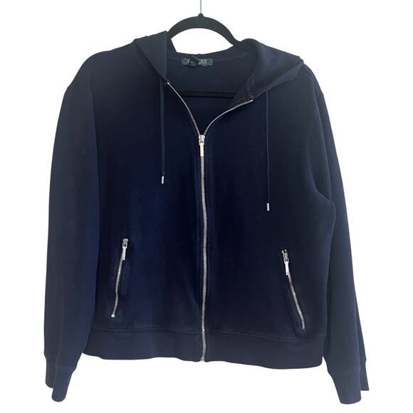 Lauren Ralph Lauren Tops - Lauren Ralph Lauren Zip Pockets Full Zip Hoodie Jacket Navy